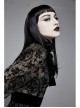 Flocking Print Splice Velvet Ribbon Drawstring Cuff Black Gothic Long Sleeves Dress