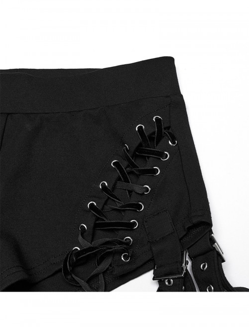 Balck Elastic Textured Knitted Punk Style Detachable Tassel Slim Fit Flared Pants