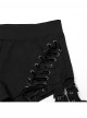 Balck Elastic Textured Knitted Punk Style Detachable Tassel Slim Fit Flared Pants