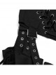 Balck Elastic Textured Knitted Punk Style Detachable Tassel Slim Fit Flared Pants