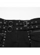 Sexy Black Personalized Drawstring Design Cool Punk Style Stretch Denim Hollow Shorts