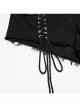 Sexy Black Personalized Drawstring Design Cool Punk Style Stretch Denim Hollow Shorts