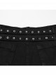 Sexy Black Personalized Drawstring Design Cool Punk Style Stretch Denim Hollow Shorts