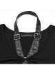 Balck Elastic Knit Punk Style Sexy Cross Faux Leather Loop V-Neck Cross Loop Vest