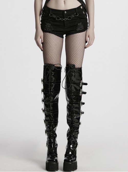 Practical Daily Personalized Cool Steampunk Heavy Metal Style Sexy Elastic Denim Shorts