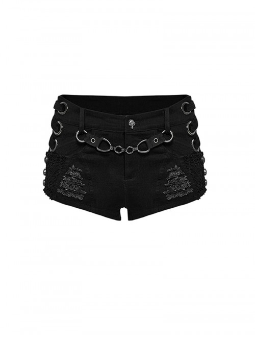 Practical Daily Personalized Cool Steampunk Heavy Metal Style Sexy Elastic Denim Shorts