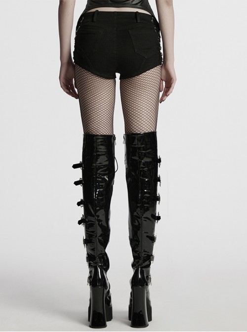 Practical Daily Personalized Cool Steampunk Heavy Metal Style Sexy Elastic Denim Shorts