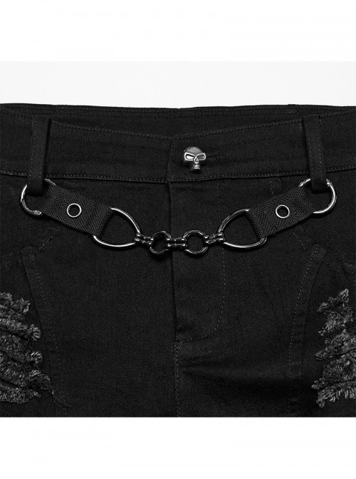 Practical Daily Personalized Cool Steampunk Heavy Metal Style Sexy Elastic Denim Shorts