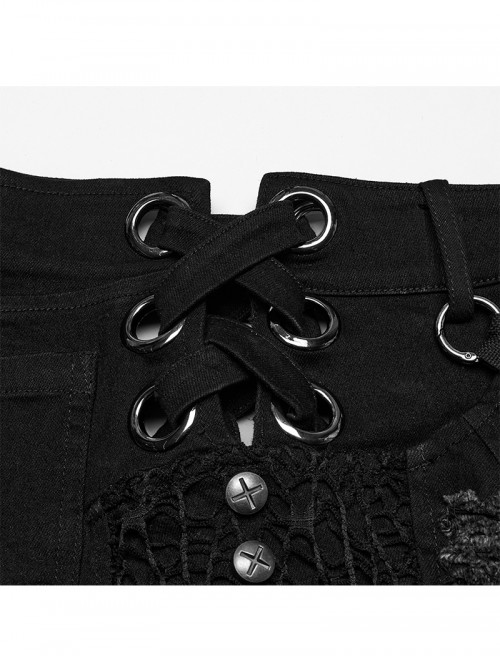 Practical Daily Personalized Cool Steampunk Heavy Metal Style Sexy Elastic Denim Shorts