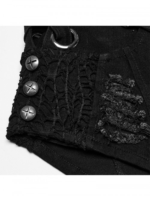 Practical Daily Personalized Cool Steampunk Heavy Metal Style Sexy Elastic Denim Shorts