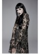 Flocking Print Splice Velvet High Waist Ribbon Drawstring Cuff Brown Gothic Long Sleeves Dress