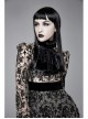 Flocking Print Splice Velvet High Waist Ribbon Drawstring Cuff Brown Gothic Long Sleeves Dress