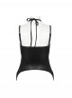 Black Fashionable Glossy Knit Splicing Intersect Strap Punk Style Sexy Intersect Vest