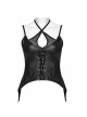 Black Fashionable Glossy Knit Splicing Intersect Strap Punk Style Sexy Intersect Vest