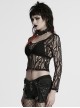 Versatile Unique Elastic Black Irregular Mesh Deep-V Sexy Punk Mesh T-Shirt