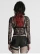 Versatile Unique Elastic Black Irregular Mesh Deep-V Sexy Punk Mesh T-Shirt
