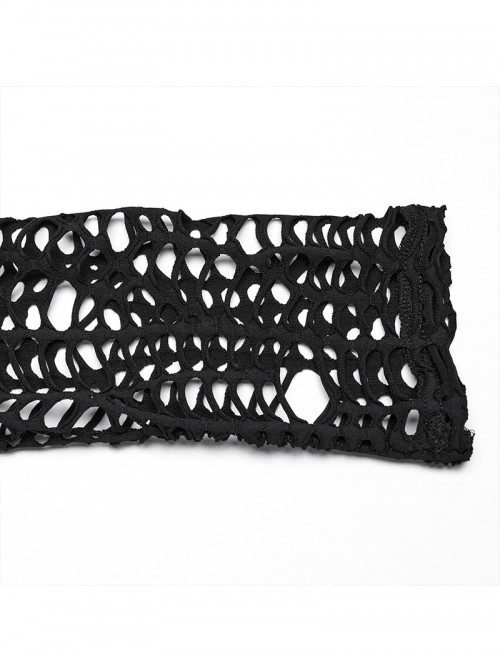 Versatile Unique Elastic Black Irregular Mesh Deep-V Sexy Punk Mesh T-Shirt