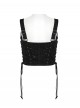Cool Black Carved Bullet Pendant Splicing Tattered Denim Decadent Punk Denim Vest