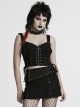 Cool Black Carved Bullet Pendant Splicing Tattered Denim Decadent Punk Denim Vest