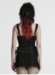 Cool Black Carved Bullet Pendant Splicing Tattered Denim Decadent Punk Denim Vest