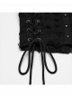 Cool Black Carved Bullet Pendant Splicing Tattered Denim Decadent Punk Denim Vest