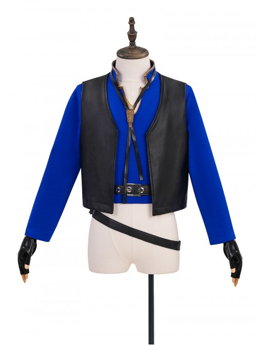 Final Fantasy XIV Prince Dragon Knight Blue Cosplay Men's Halloween Cosplay Costume Set