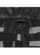 Cracked Faux Leather Chiffon Punk Style Black Personalized Hollow Skeleton Shoulder Buckle Hooded Vest
