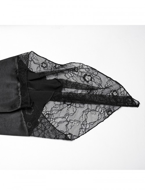 Gothic Punk Style Asymmetric Lapel Collar Asymmetric Hem Elegant Sexy Black Kimono
