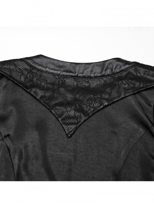Gothic Punk Style Asymmetric Lapel Collar Asymmetric Hem Elegant Sexy Black Kimono