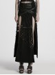 Black Cool Versatile Twill Woven Punk Style Sexy High Slits Detachable Skirt