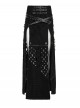 Black Cool Versatile Twill Woven Punk Style Sexy High Slits Detachable Skirt