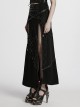 Black Cool Versatile Twill Woven Punk Style Sexy High Slits Detachable Skirt