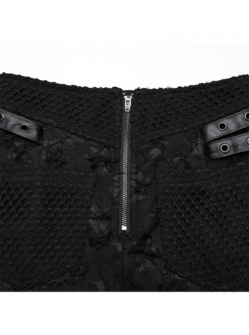 Black Cool Versatile Twill Woven Punk Style Sexy High Slits Detachable Skirt