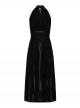 Black Gothic Style Sexy High Slit Halter Neck Sleeveless Slim Fit Long Dress