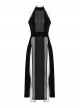Black Gothic Style Sexy High Slit Halter Neck Sleeveless Slim Fit Long Dress