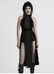 Black Gothic Style Sexy High Slit Halter Neck Sleeveless Slim Fit Long Dress