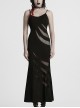 Black Punk Style Sexy Curvy Beauty Hollowed Out Elastic Knit Slim Fit Slip Dress