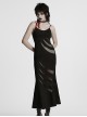 Black Punk Style Sexy Curvy Beauty Hollowed Out Elastic Knit Slim Fit Slip Dress
