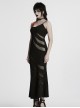 Black Punk Style Sexy Curvy Beauty Hollowed Out Elastic Knit Slim Fit Slip Dress
