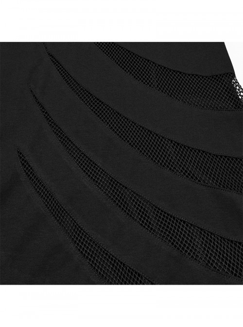 Black Punk Style Sexy Curvy Beauty Hollowed Out Elastic Knit Slim Fit Slip Dress