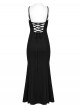 Black Punk Style Sexy Curvy Beauty Hollowed Out Elastic Knit Slim Fit Slip Dress