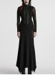 Black Punk Style Visual Creative Lace Mesh Yarn Slim Fit Long Sleeves Dress