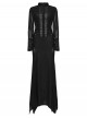 Black Punk Style Visual Creative Lace Mesh Yarn Slim Fit Long Sleeves Dress