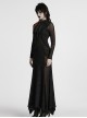 Black Punk Style Visual Creative Lace Mesh Yarn Slim Fit Long Sleeves Dress
