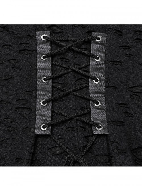 Black Punk Style Visual Creative Lace Mesh Yarn Slim Fit Long Sleeves Dress