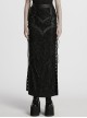 Gothic Style Visual Embroidered Lace Jacquard Black Side High Slit Eyelet Skirt