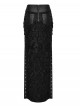 Gothic Style Visual Embroidered Lace Jacquard Black Side High Slit Eyelet Skirt