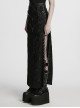 Gothic Style Visual Embroidered Lace Jacquard Black Side High Slit Eyelet Skirt