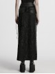 Gothic Style Visual Embroidered Lace Jacquard Black Side High Slit Eyelet Skirt