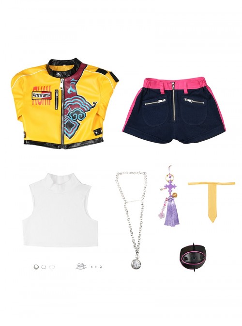 Animated Movie KPop Demon Hunters Rumi Halloween Cosplay Costume Set Without Shoes